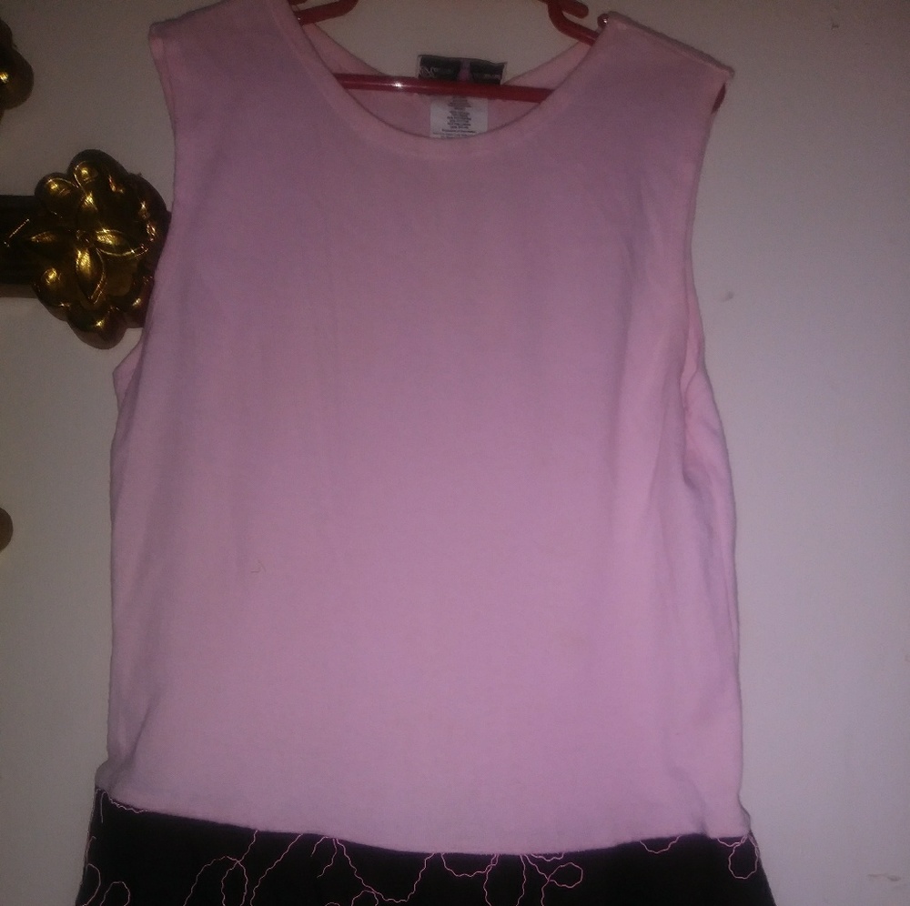 Child dress brown and pink with petticoat ruffle